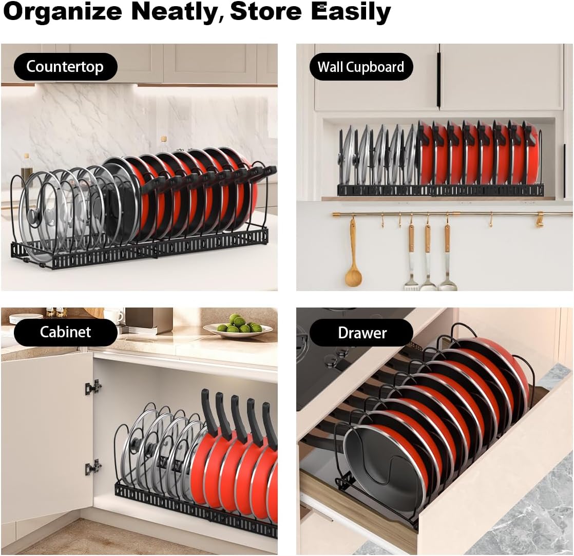 Organizador de ollas y sartenes para armario de cocina